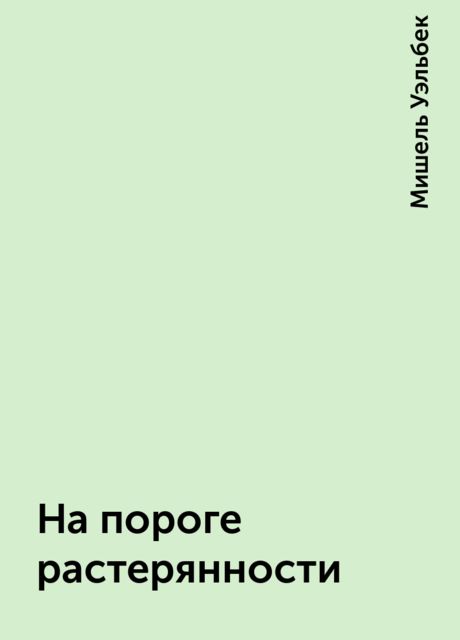 На пороге растерянности, Мишель Уэльбек